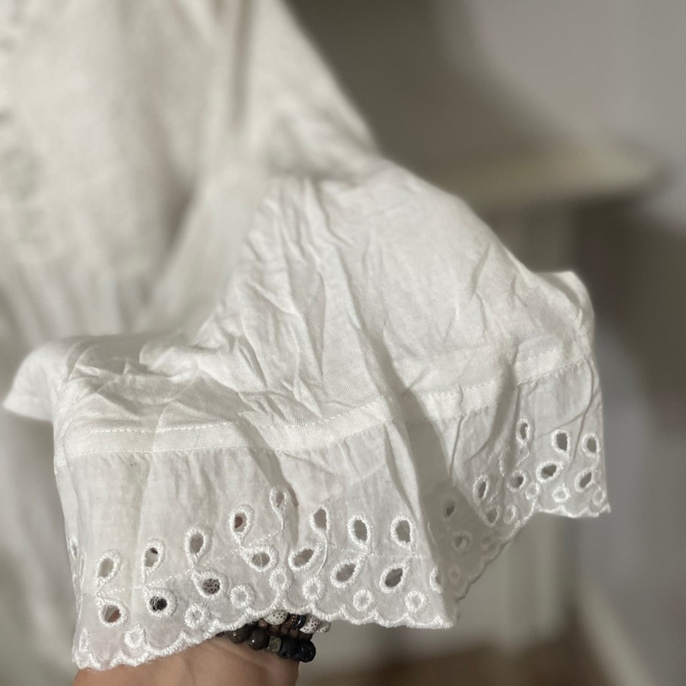Free People Sea of Love Blouse Ivory NWOT Boho Eyelet Bell Sleeve - Picture 5 of 11
